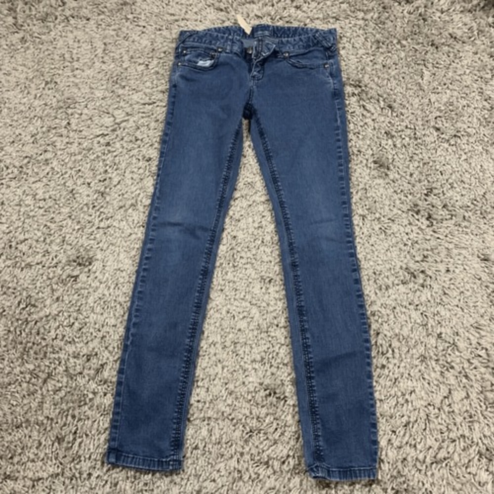 Free People Blue Denim‎ Skinny Jeans Women Size 29 Mid Rise Y2k Preppy